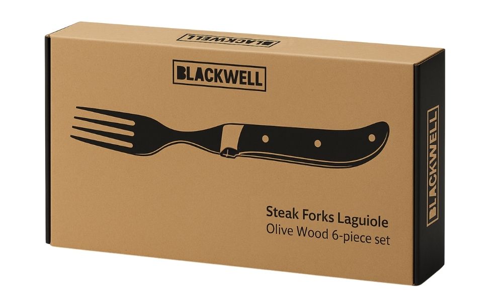 Cubiertos para steak Blackwell Laguiole - Cuchillos y tenedores para steak - Madera de olivo - 12 unidades