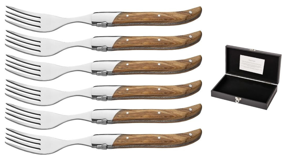 Tenedores de bistec Blackwell Laguiole - Madera de olivo - 6 piezas