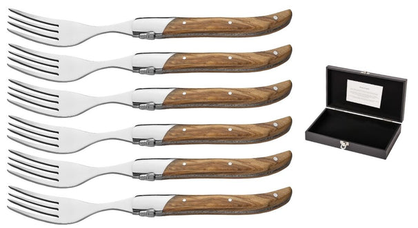 Tenedores de bistec Blackwell Laguiole - Madera de olivo - 6 piezas
