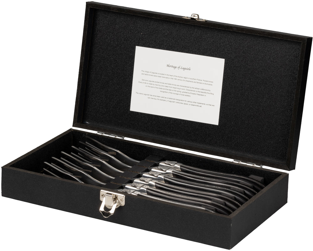 Cubiertos para steak Blackwell Laguiole - Cuchillos y tenedores para steak - Madera de pakka - 12 unidades