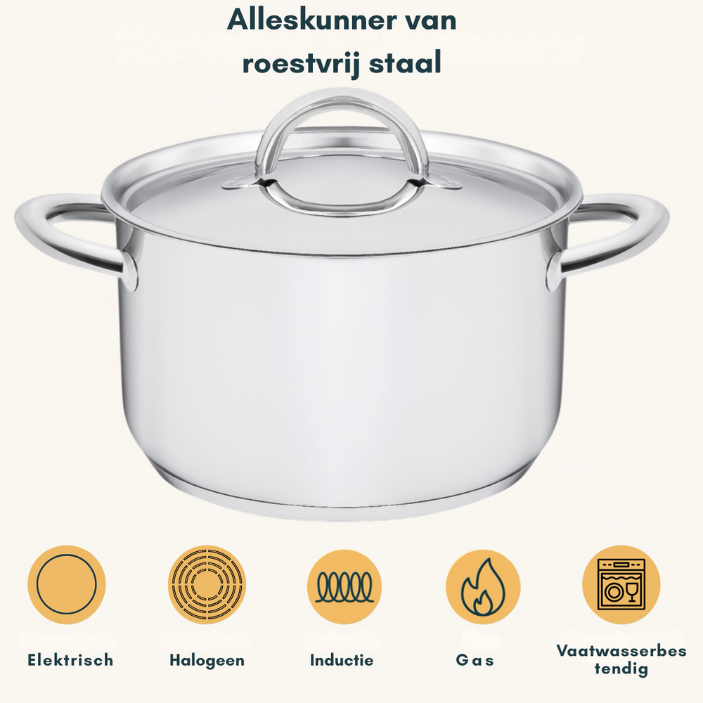 Sola Set de ollas Blizz 4 piezas Acero inoxidable - Olla de cocina ø 16, 18, 20 cm y cazo ø 16 cm - apto para todas las fuentes de calor