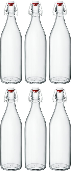 Bormioli Rocco Botellas con cierre / Botellas Weck Giara - Transparente - 1 litro - 6 unidades