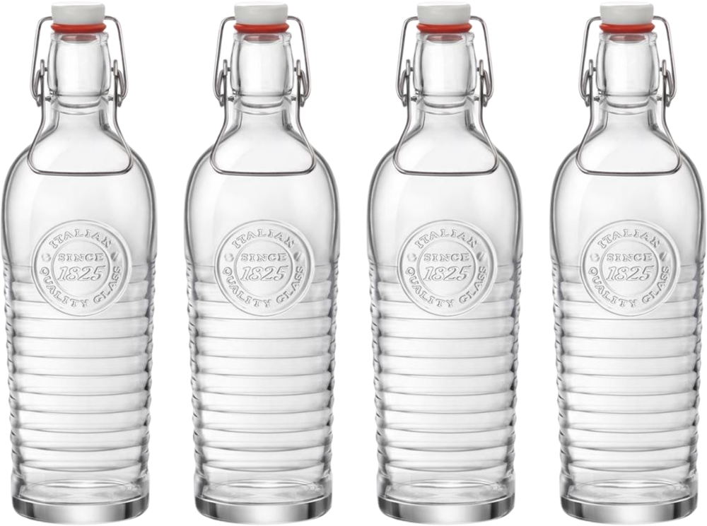 Bormioli Rocco Botellas con cierre / Botellas Weck Officina 1825 - Transparente - 1.2 litros - 4 unidades