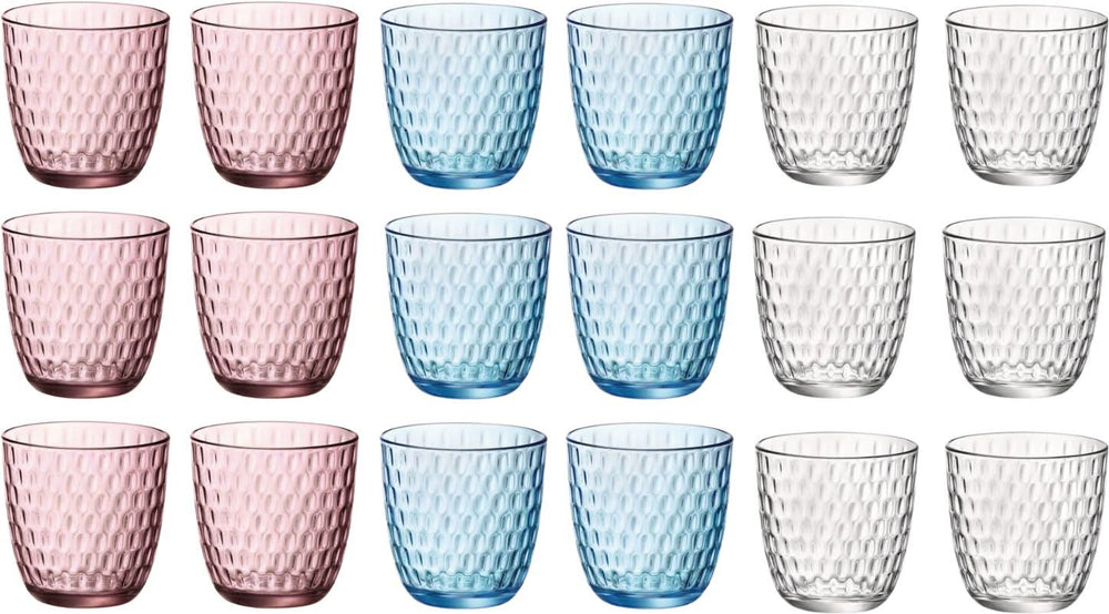 Bormioli Rocco Vasos de agua de colores 290 ml - Set de vasos Slot - 18 unidades