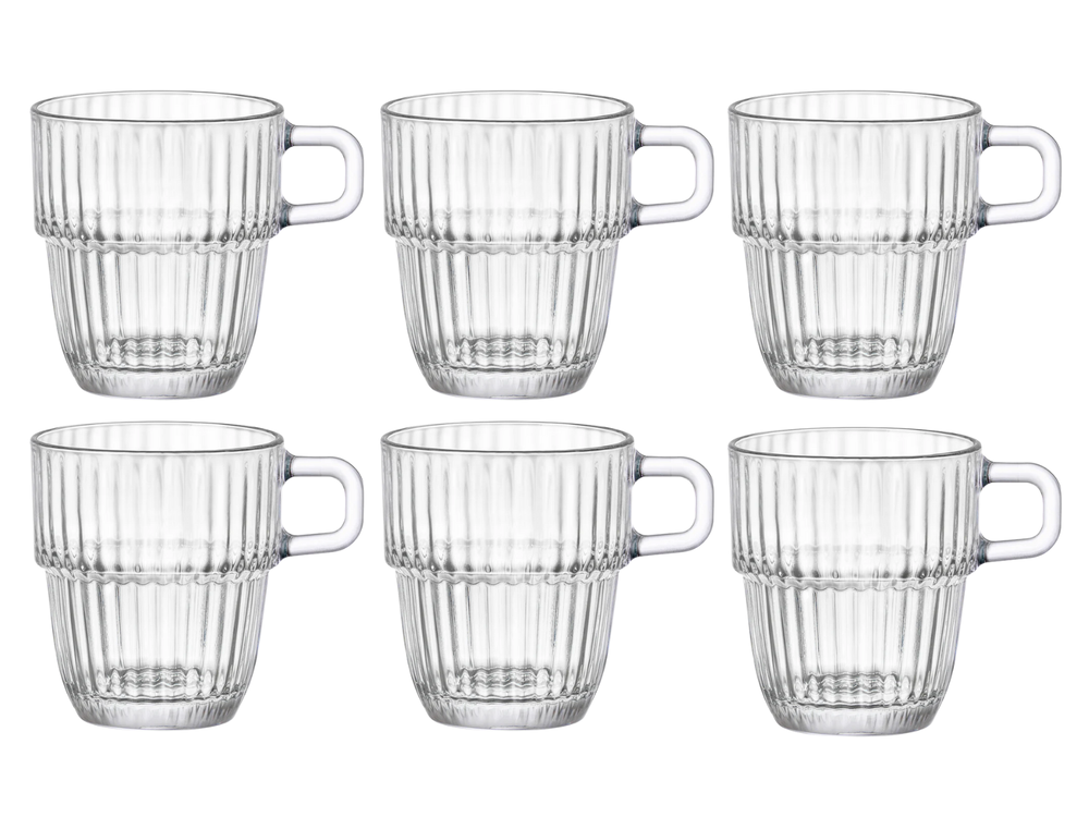 Tazas de café con asa Bormioli Rocco - apilables - Barshine 185 ml - 6 unidades