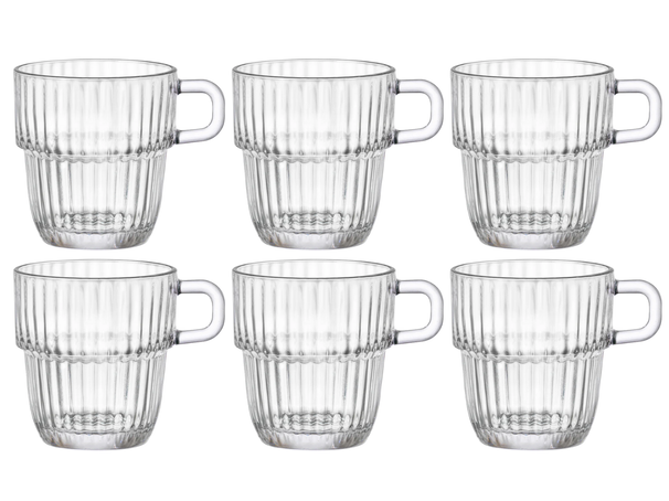 Vasos para té Bormioli Rocco - tazas de café con asa - apilables - Barshine 250 ml - 6 unidades