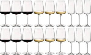 Set de Copas de Vino Bormioli Rocco Nexo (Copas de vino tinto, Copas de vino blanco y Copas de champán) - Set de 18 piezas