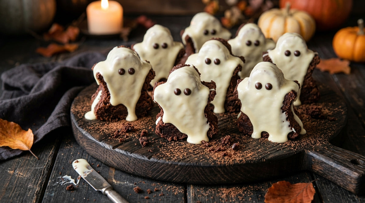 Chocoladebrownies met een griezelig leuk randje voor groot en klein.