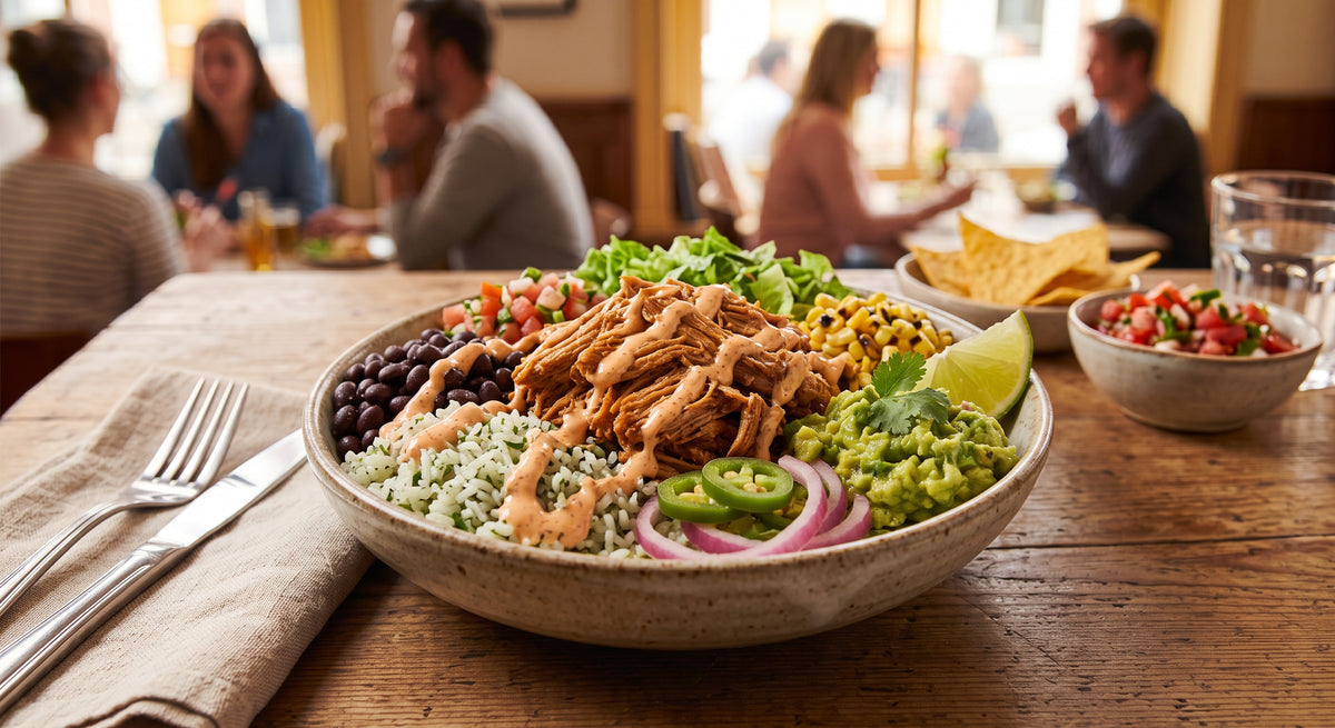 Jugoso pulled pork sobre una cama de arroz perfecto