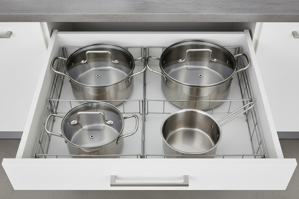 Cookinglife Set de ollas Essential Steel 4 piezas - Acero inoxidable - Ollas ø 16, 18, 20 cm y cazo ø 16 cm - apto para todas las fuentes de calor