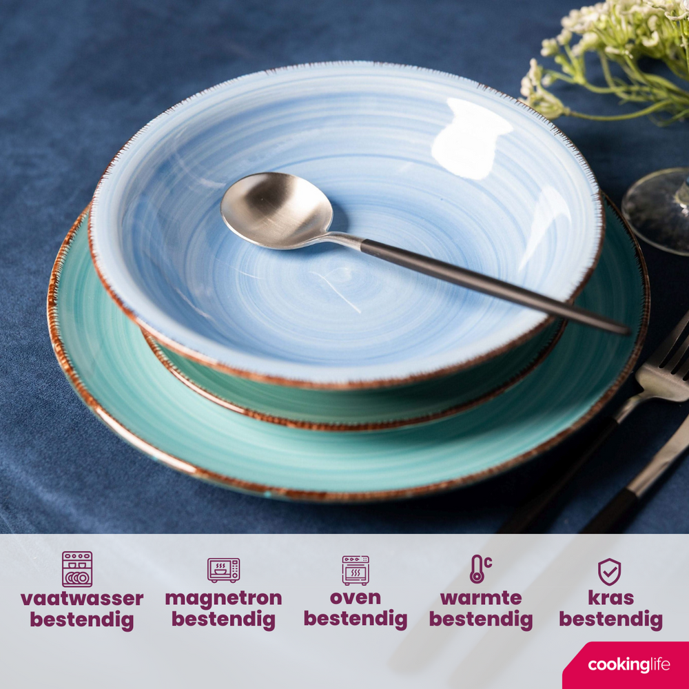 Platos para pasta Delice azul ø 23 cm - 6 piezas Cookinglife