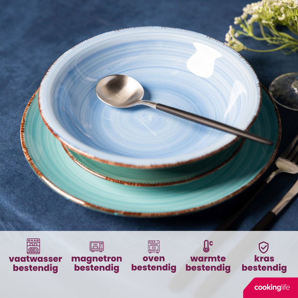 Platos para pasta Delice azul ø 23 cm - 6 piezas Cookinglife
