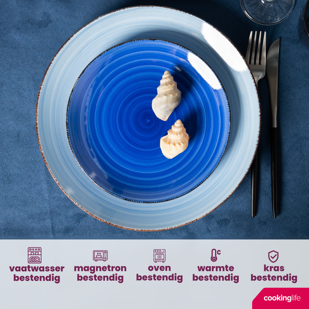 Platos para desayuno / postre Delice azul ø 19 cm - 6 piezas Cookinglife