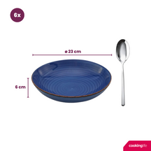 Platos para pasta Delice azul ø 23 cm - 6 piezas Cookinglife