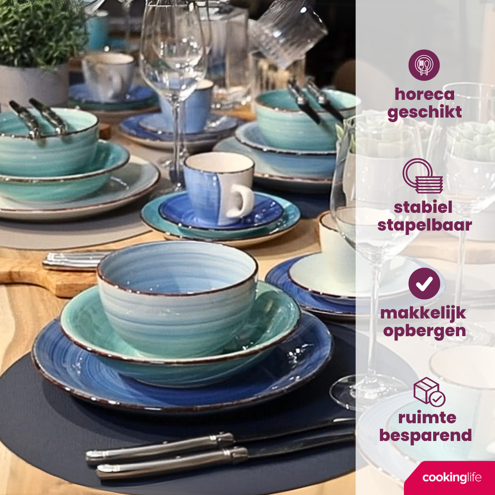 Platos hondos / para pasta Delice azul ø 21 cm - 6 piezas Cookinglife