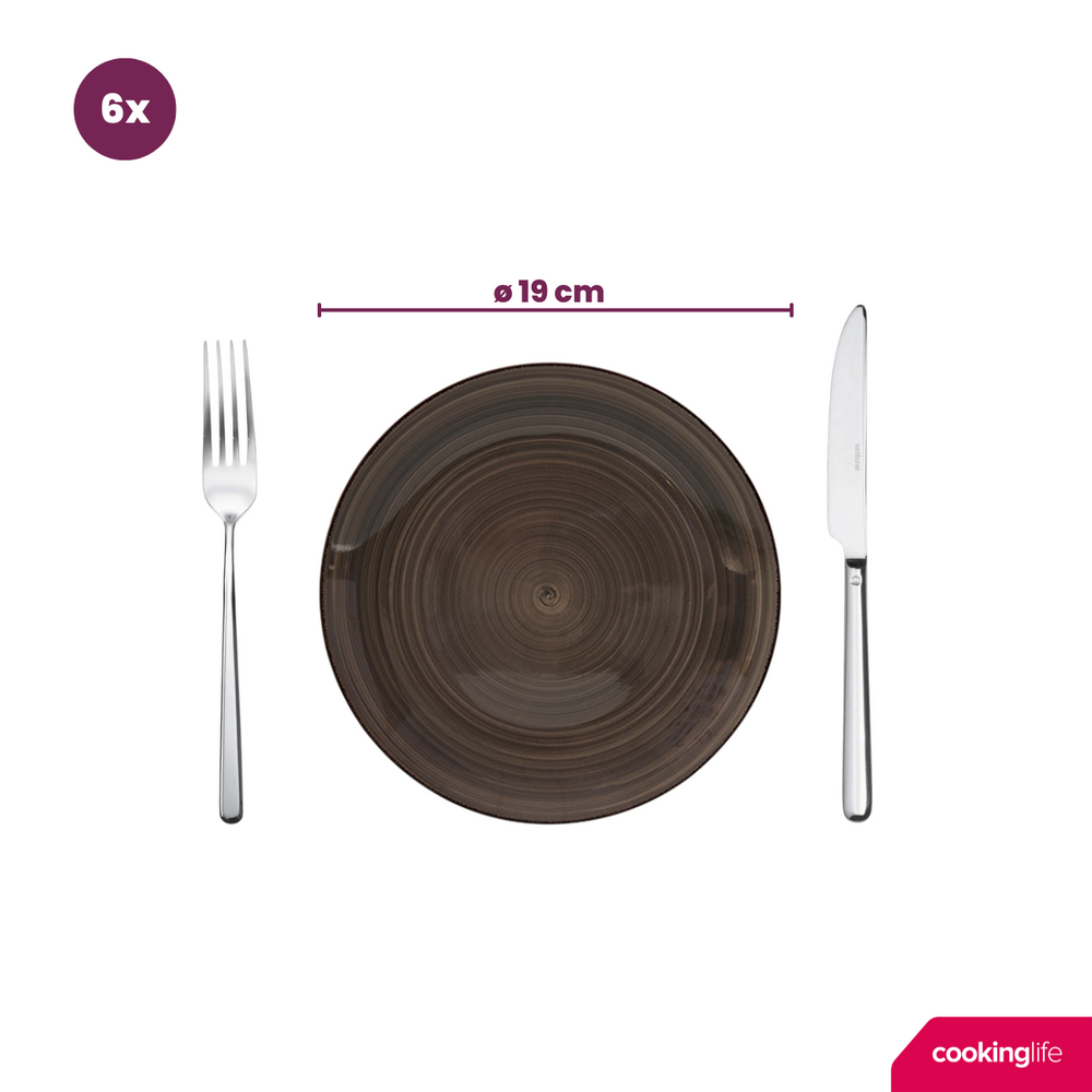 Cookinglife Juego de vajilla Delice Gris 18 piezas / 6 personas - 6 platos llanos, 6 platos hondos y 6 platos para desayuno
