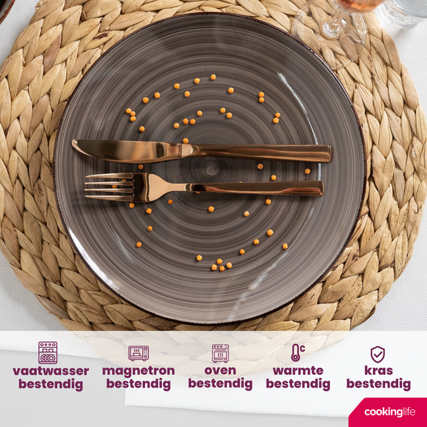 Cookinglife Platos de cena Delice Gris ø 26,5 cm - 6 unidades