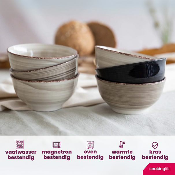Cookinglife Cuencos para sopa / cuencos Delice Gris ø 14 cm - 6 unidades