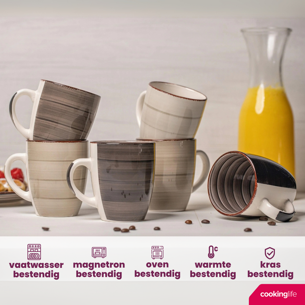 Cookinglife Tazas Delice Gris 350 ml - 6 unidades