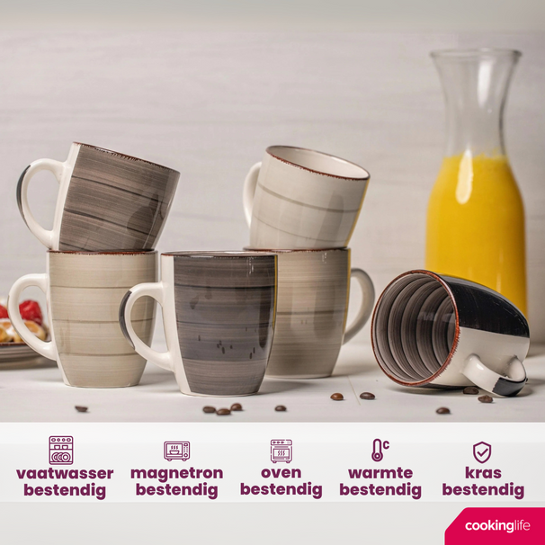 Cookinglife Tazas Delice Gris 350 ml - 6 unidades