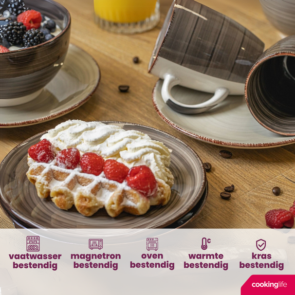 Cookinglife Platos para desayuno / postre Delice Gris ø 19 cm - 6 unidades