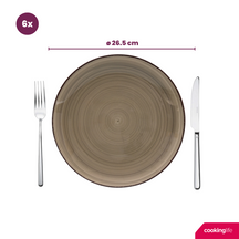 Cookinglife Juego de vajilla Delice Gris 18 piezas / 6 personas - 6 platos llanos, 6 platos hondos y 6 platos para desayuno