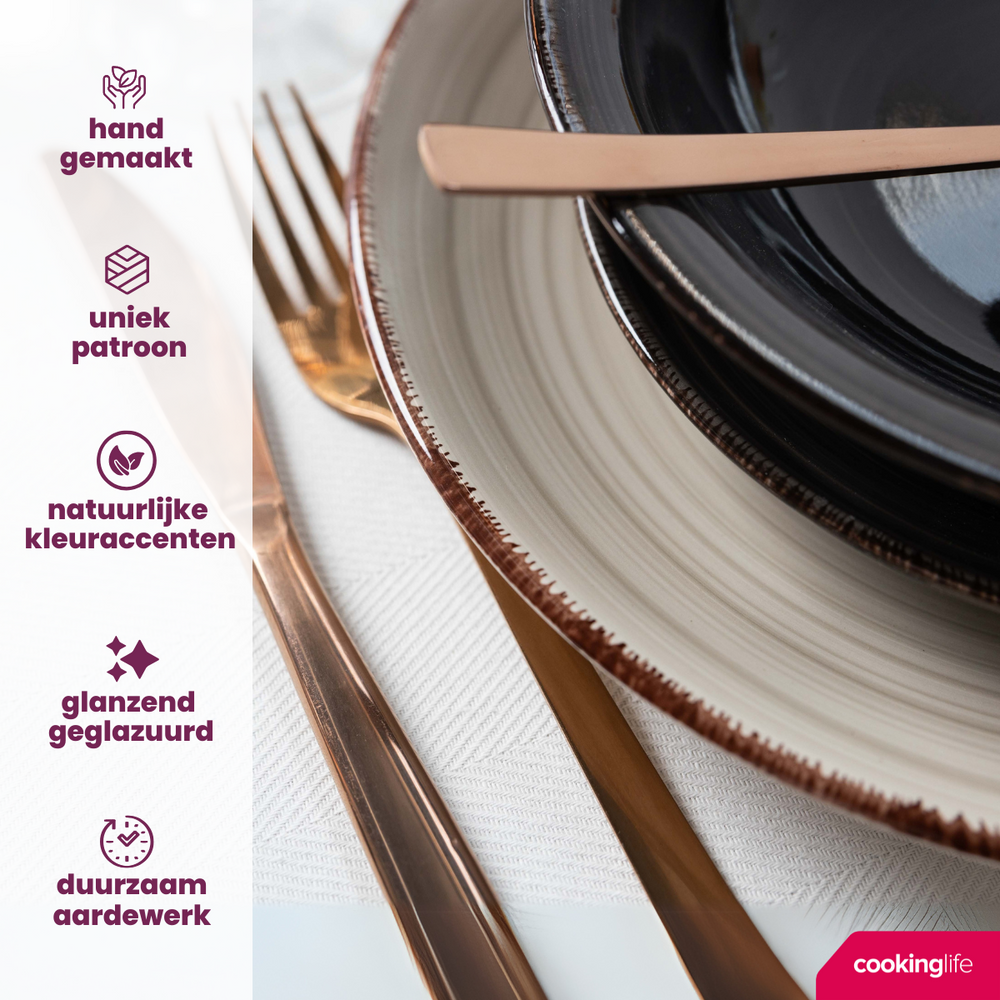 Cookinglife Platos de cena Delice Gris ø 26,5 cm - 6 unidades