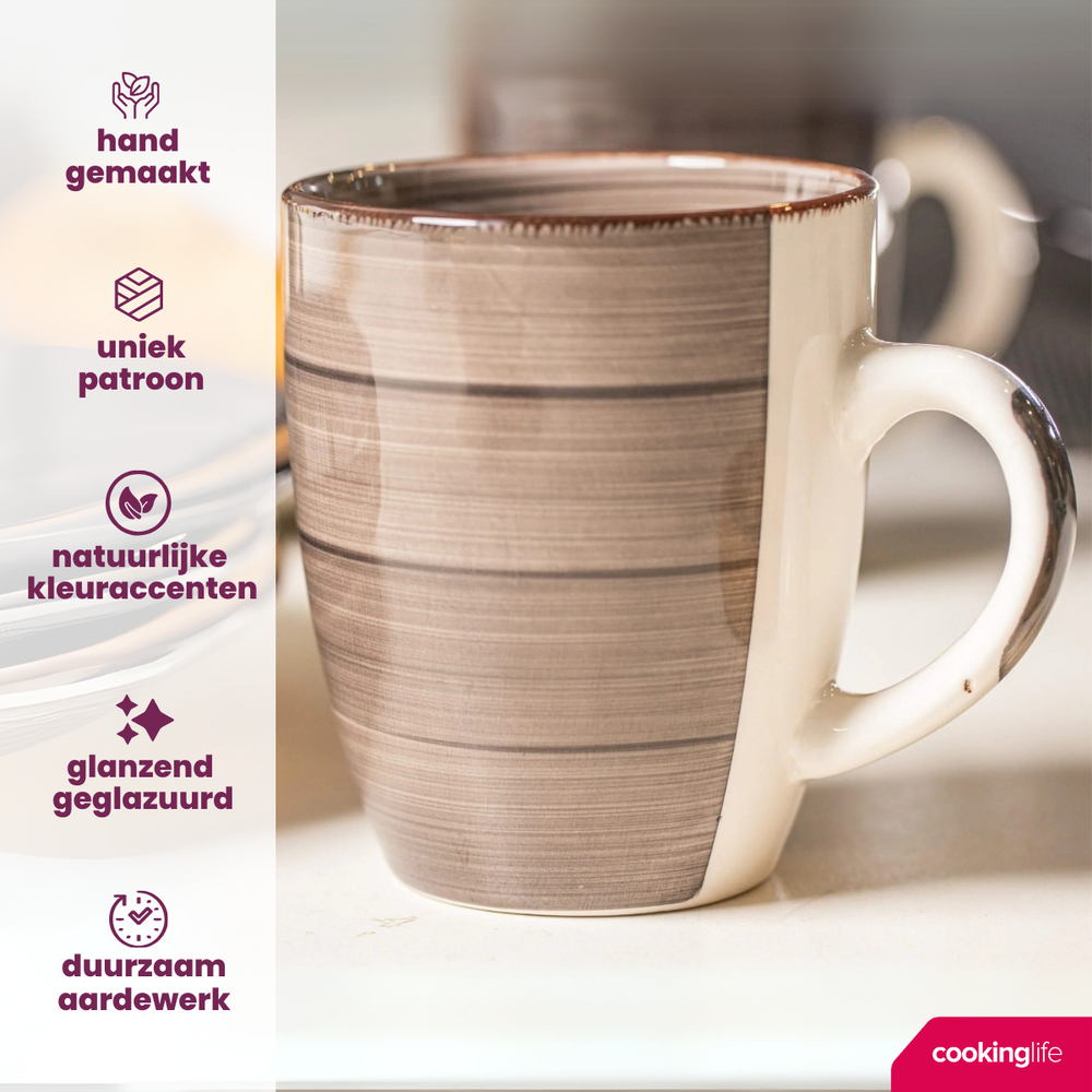 Cookinglife Tazas Delice Gris 350 ml - 6 unidades