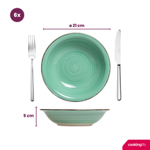 Platos hondos / para pasta Cookinglife Delice verde ø 21 cm - 6 piezas