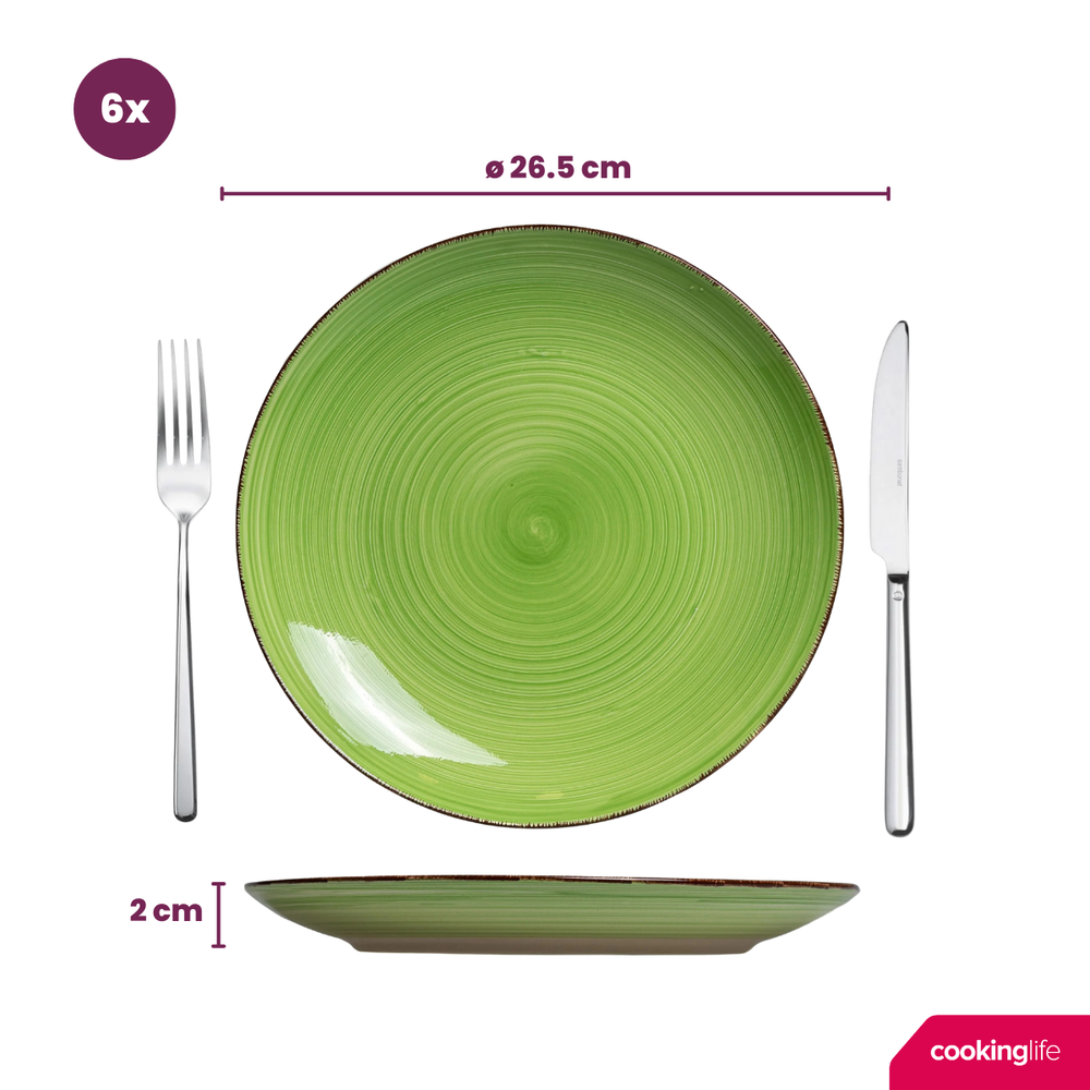 Platos llanos Cookinglife Delice verde ø 26,5 cm - 6 piezas