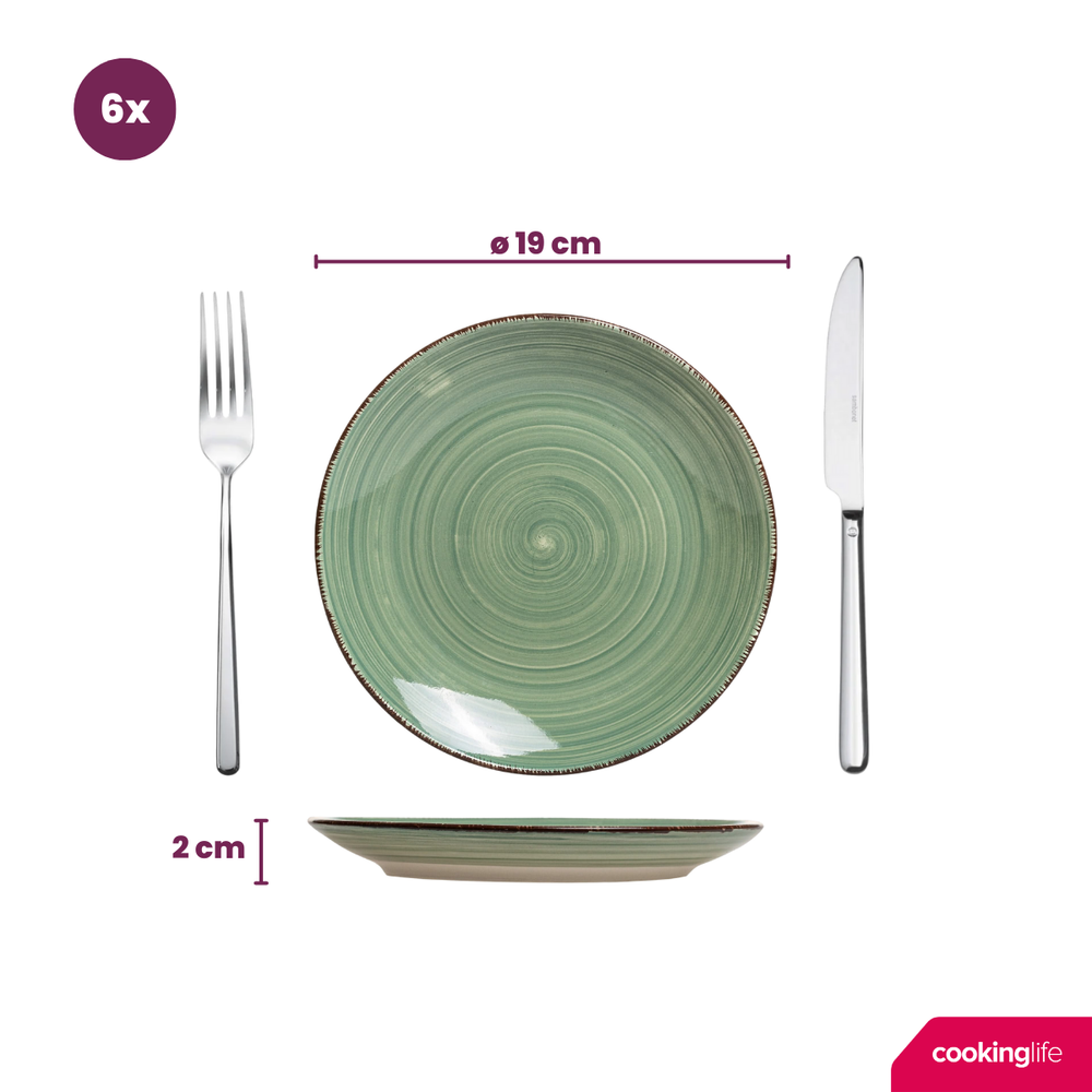 Platos de desayuno / postre Cookinglife Delice verde ø 19 cm - 6 piezas