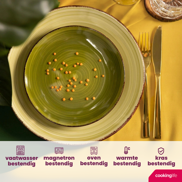 Platos de desayuno / postre Cookinglife Delice verde ø 19 cm - 6 piezas