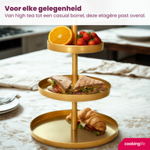 Cookinglife Estantería metálica / dorada ø 15, 20 y 25 cm - 3 niveles - 35 cm de alto