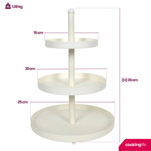 Cookinglife Estantería metálica crema ø 15, 20 y 25 cm - 3 niveles - 35 cm de alto