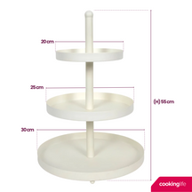 Cookinglife Estantería metálica crema ø 20, 25 y 30 cm - 3 niveles - 55 cm de alto