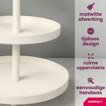 Cookinglife Estantería metálica crema ø 20, 25 y 30 cm - 3 niveles - 55 cm de alto