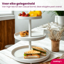 Cookinglife Estantería metálica crema ø 20, 25 y 30 cm - 3 niveles - 55 cm de alto