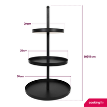 Cookinglife Estantería metálica negra ø 20, 25 y 30 cm - 3 niveles - 55 cm de alto