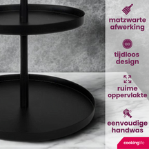 Cookinglife Estantería metálica negra ø 20, 25 y 30 cm - 3 niveles - 55 cm de alto