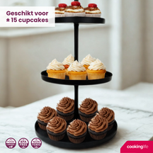 Cookinglife Estantería metálica negra ø 20, 25 y 30 cm - 3 niveles - 55 cm de alto