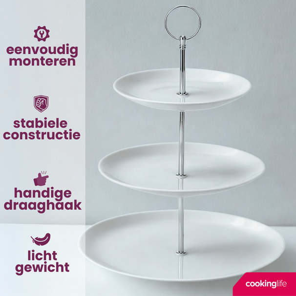 Cookinglife Etagère / torre de servicio Food for Fun ø 16, 21 y 26 cm - 3 niveles - 34 cm de alto