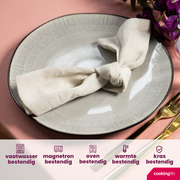 Cookinglife Platos para cenar Nola Gris Cálido ø 27 cm - 6 piezas