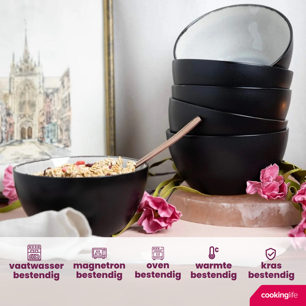 Cookinglife Cuencos para sopa / Cuencos Nola Gris cálido ø 14 cm - 6 piezas