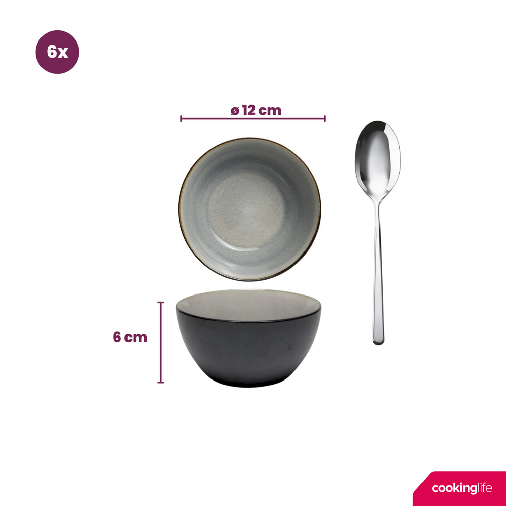 Cookinglife Cuencos pequeños Nola Gris cálido ø 12 cm - 6 piezas