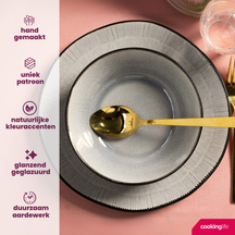 Juego de vajilla Cookinglife Nola Gris cálido 18 piezas / 6 personas - 6 platos llanos, 6 platos de desayuno y 6 cuencos