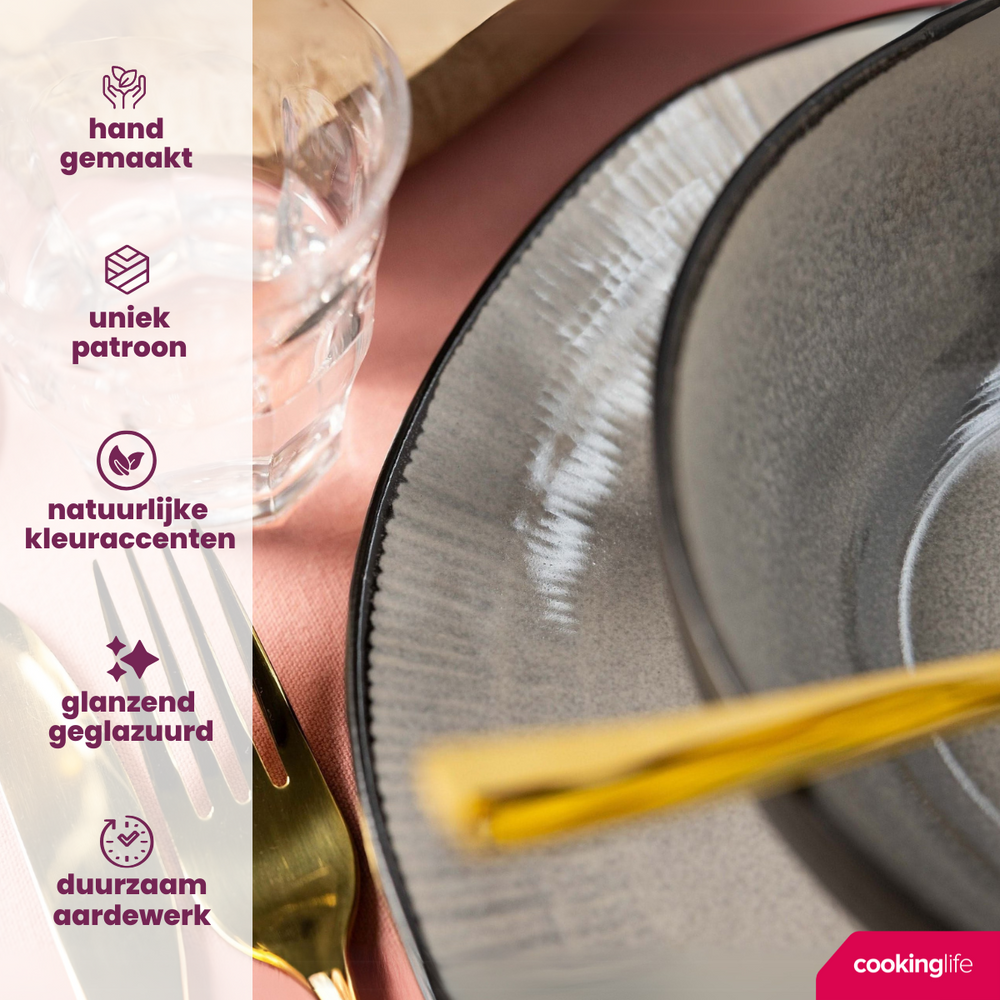 Cookinglife Cuencos para sopa / Cuencos Nola Gris cálido ø 14 cm - 6 piezas
