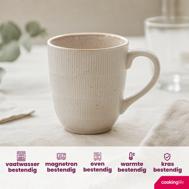 Tazas Cookinglife Nola Sand 330 ml - 6 unidades