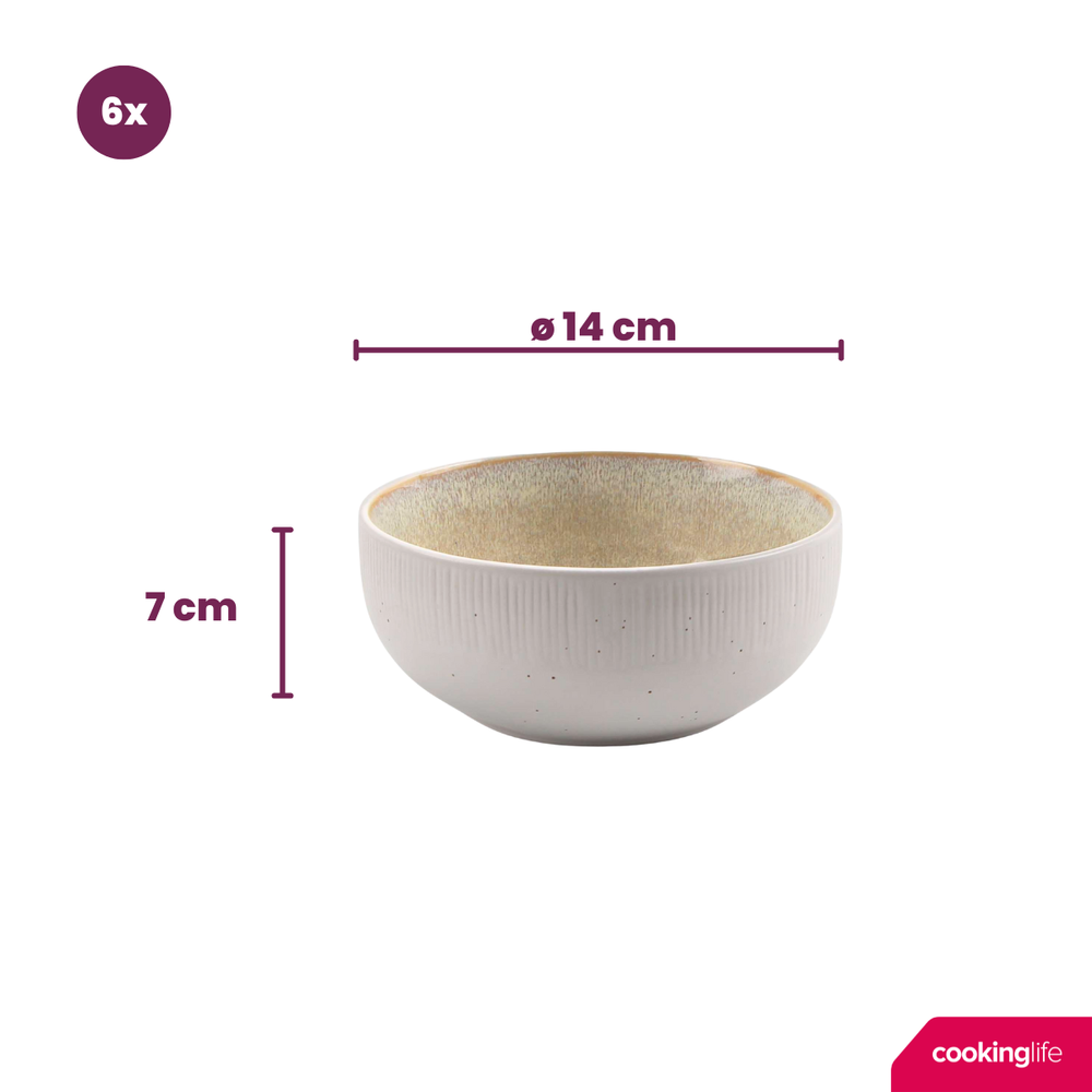 Tazones para sopa / cuencos Cookinglife Nola Sand ø 14 cm - 6 unidades