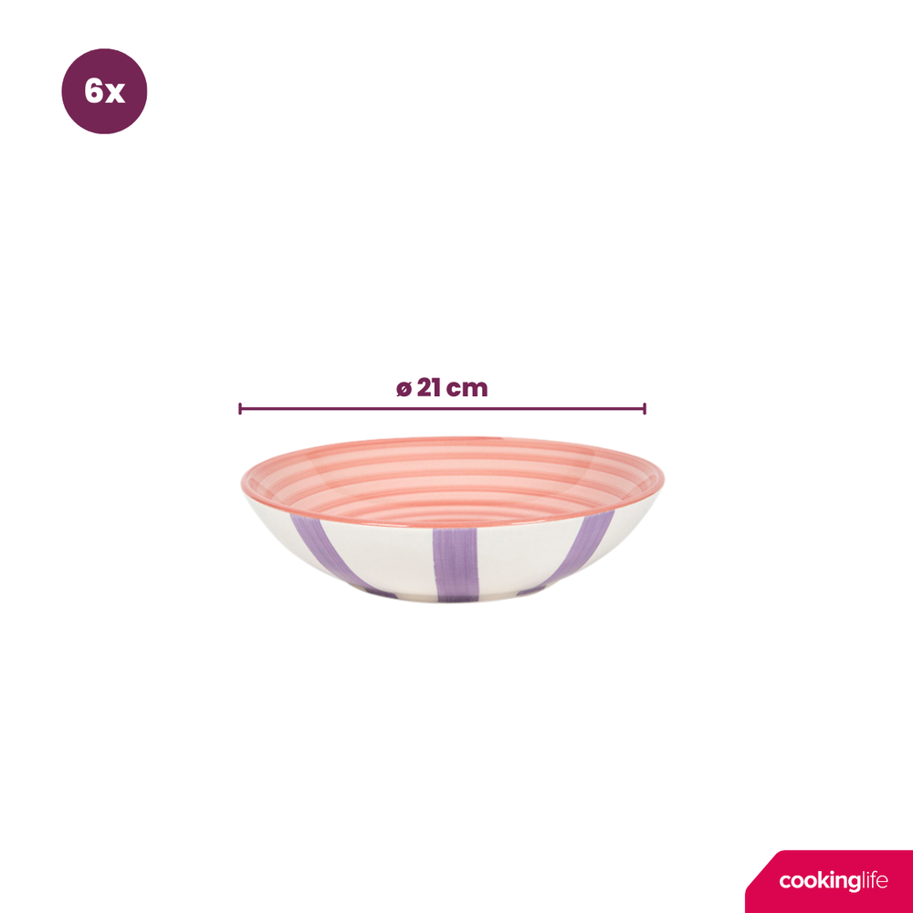 Cookinglife Juego de vajilla Summer Vibes 18 piezas / 6 personas - 6 platos llanos, 6 platos de desayuno y 6 platos hondos