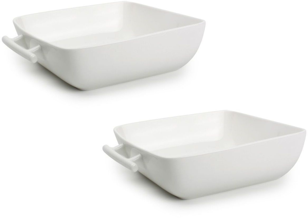 BonBistro Fuentes para horno Yong Squito - Blanco - 19 x 19 x 6 cm / 1.4 Litros - 2 piezas